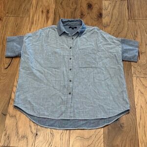 Madewell Women's Blue Pinstripe Short Sleeve Button Up‎ Shirt Size S